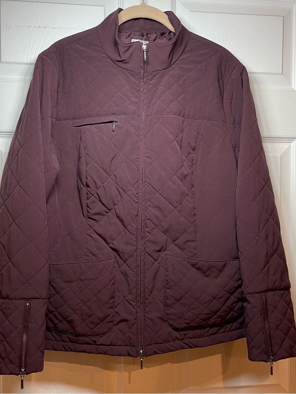 Quilted Bomber Jacket in Plum